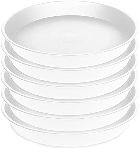 6 Pack Plant Saucer 4 5 inch (4 inch Base), Heavy Sturdy Plant Drainage Tray for Indoors (5", Creamy White)