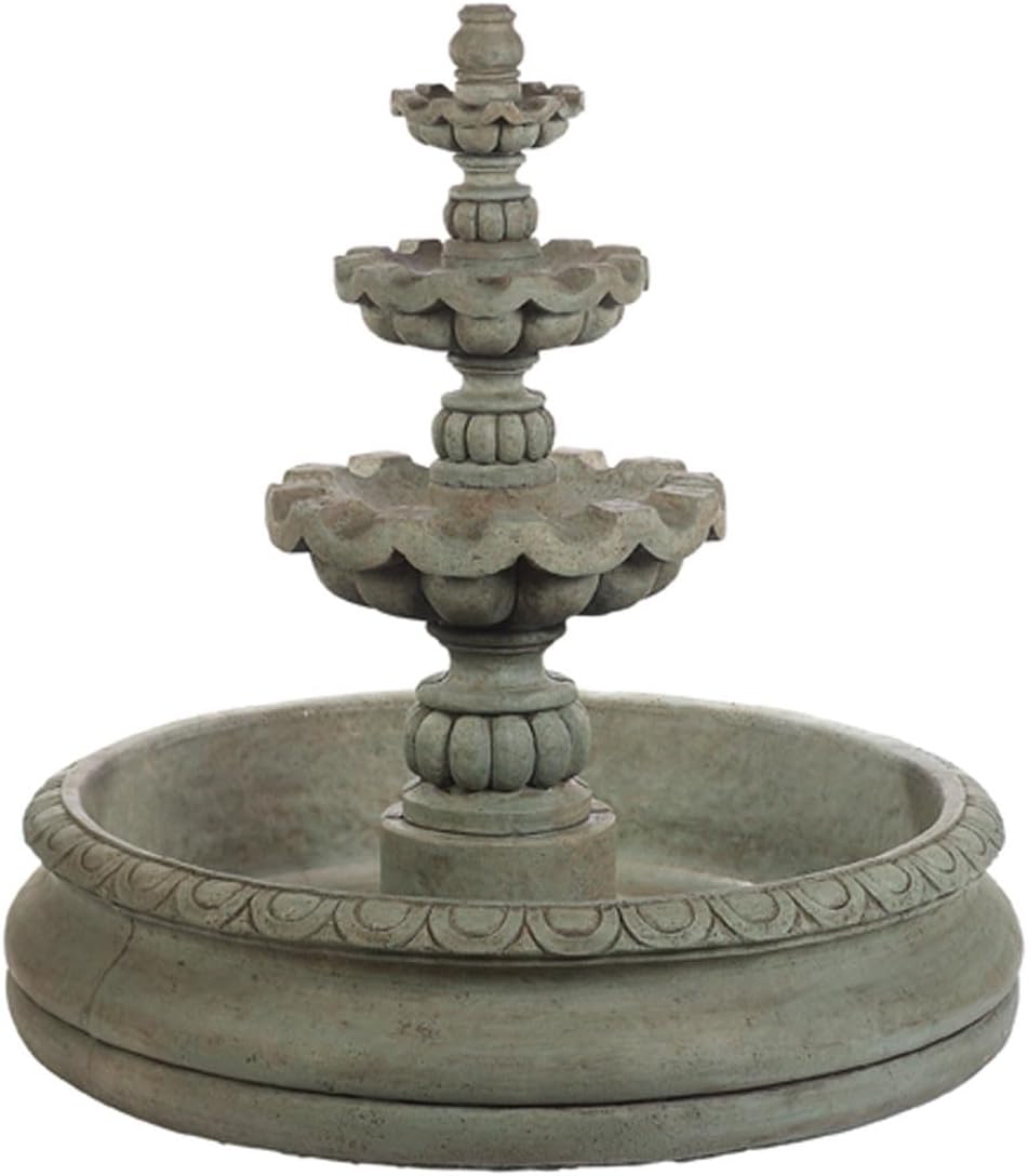 Solid Rock Stoneworks 3 Tier Cantera Basin Fountain- 52" Tall- Cypress Stain Color