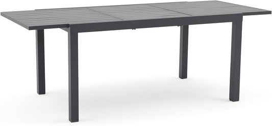 Soleil Jardin Aluminum Patio Extendable Dining Table, 59" - 83", Adjustable Indoor Outdoor Furniture Rectangle Table for 6-8 Person Porch Deck Garden, Dark-Grey