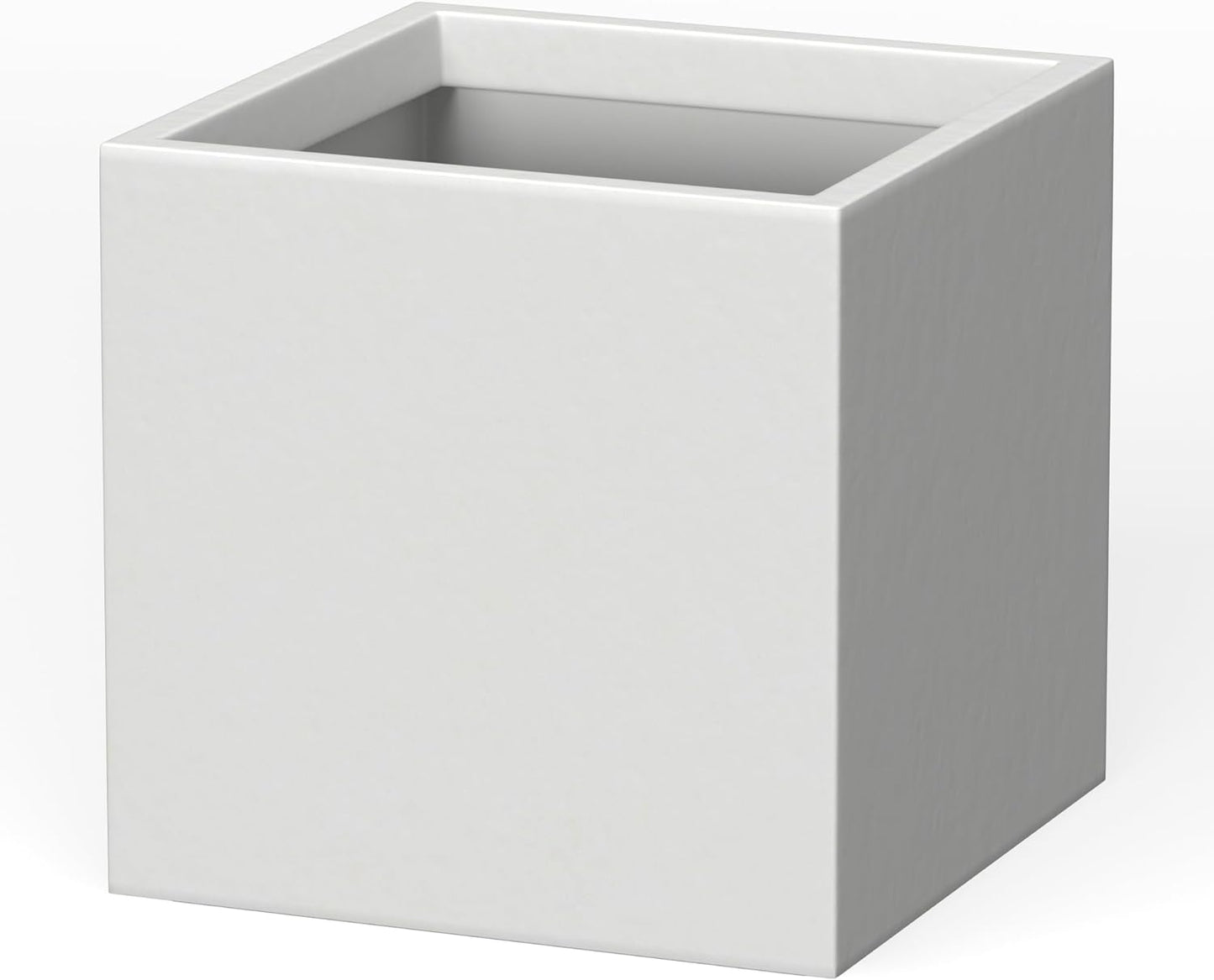 Kante 12 Inch Square Concrete Planter for Outdoor Indoor Home Patio Garden, Large Plant Pot with Drainage Hole and Rubber Plug, Pure White