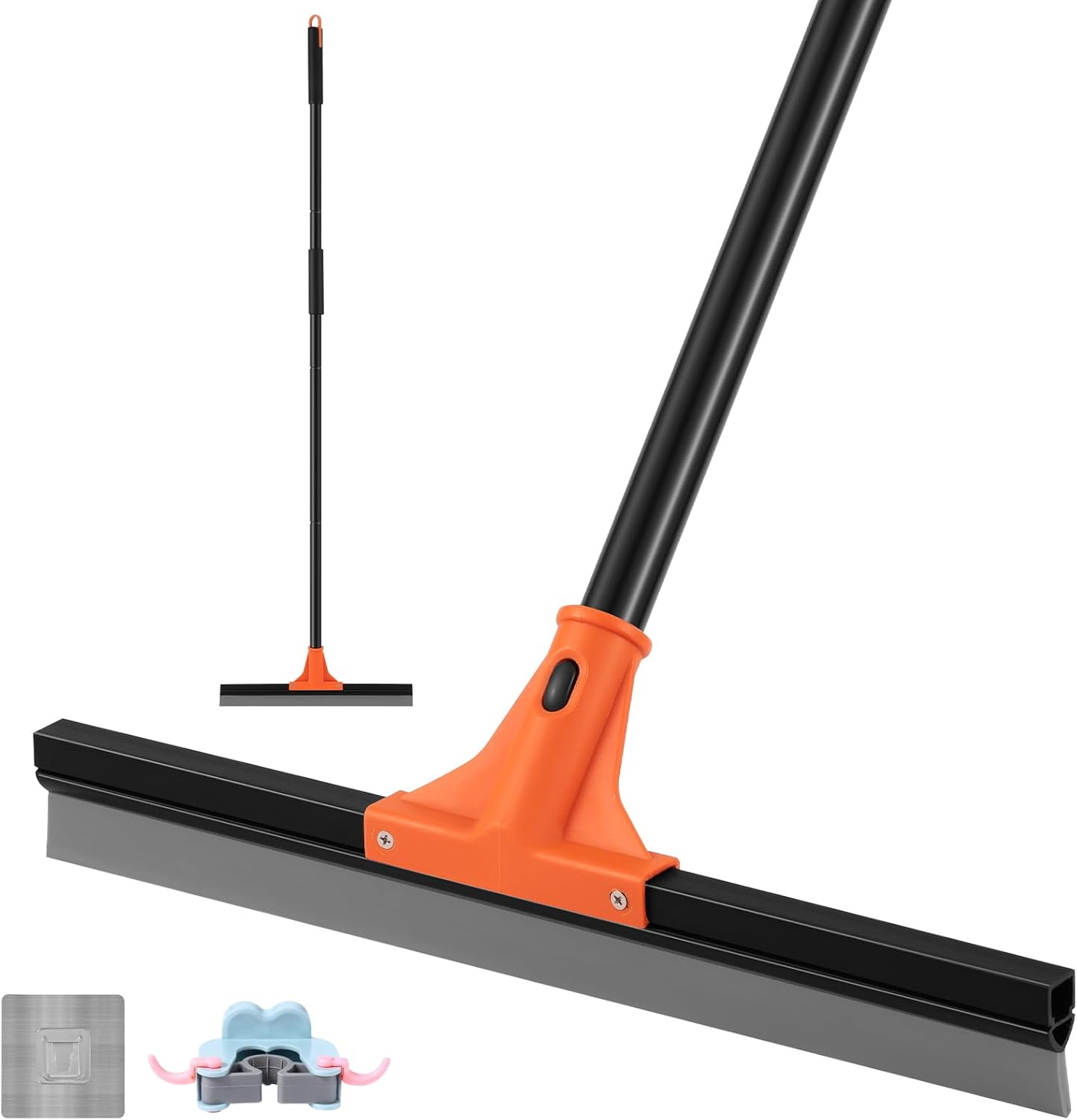 Floor Squeegee Heavy Duty, 17 Inch Rubber Blade, 60 Inch Long Aluminum Handle, Multipurpose Cleaning Squeegee for Garage, Tile, Deck, Bathroom, Window, Glass