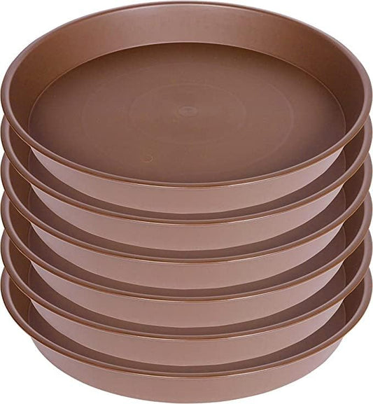 6 Pack Plant Saucer Tray, 4 5 6 8 10 12 13 15 17 19 inch Plant Saucers, Heavy Duty Plastic Plant Drip Trays for Indoors, Flower Plant Water Tray, Plant Trays for Pots Base (6 inch, Chocolate)