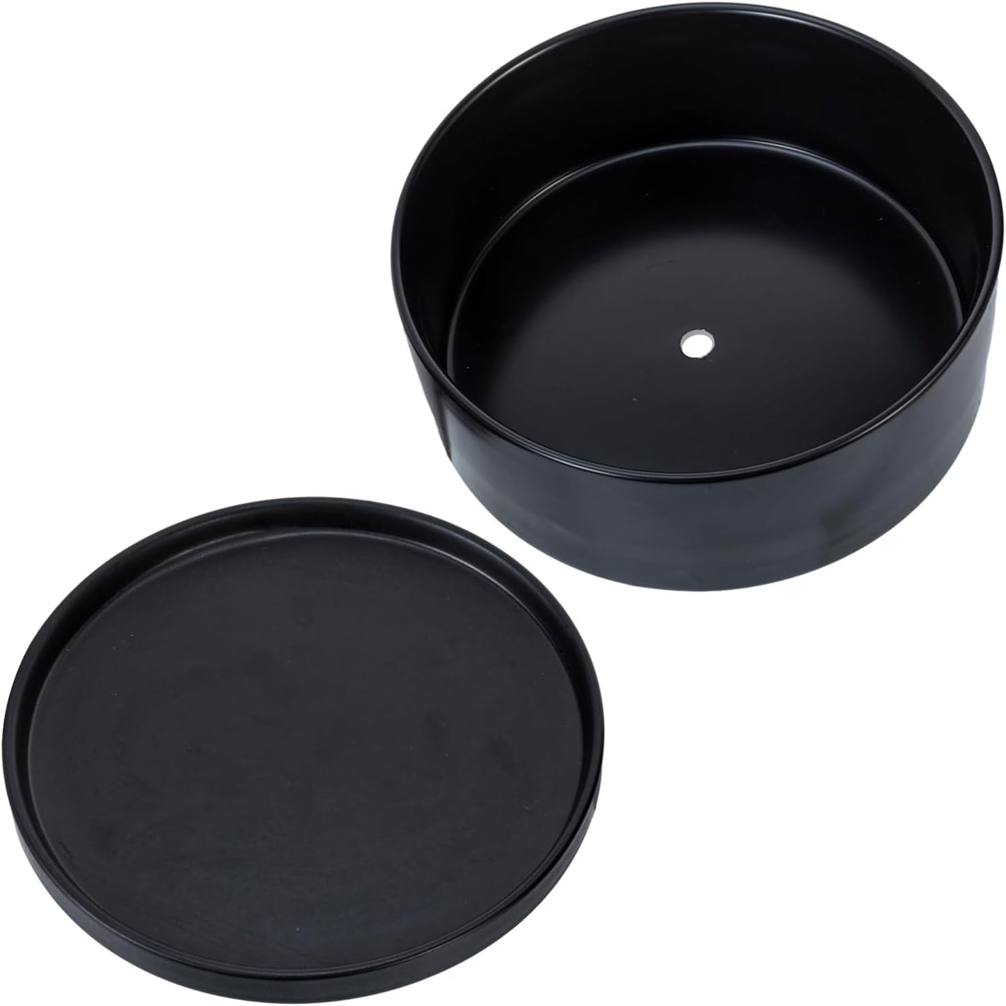 MyGift 8 Inch Black Ceramic Succulent Planter Pot - Decorative Flower Plant Bowl with Removable Saucer