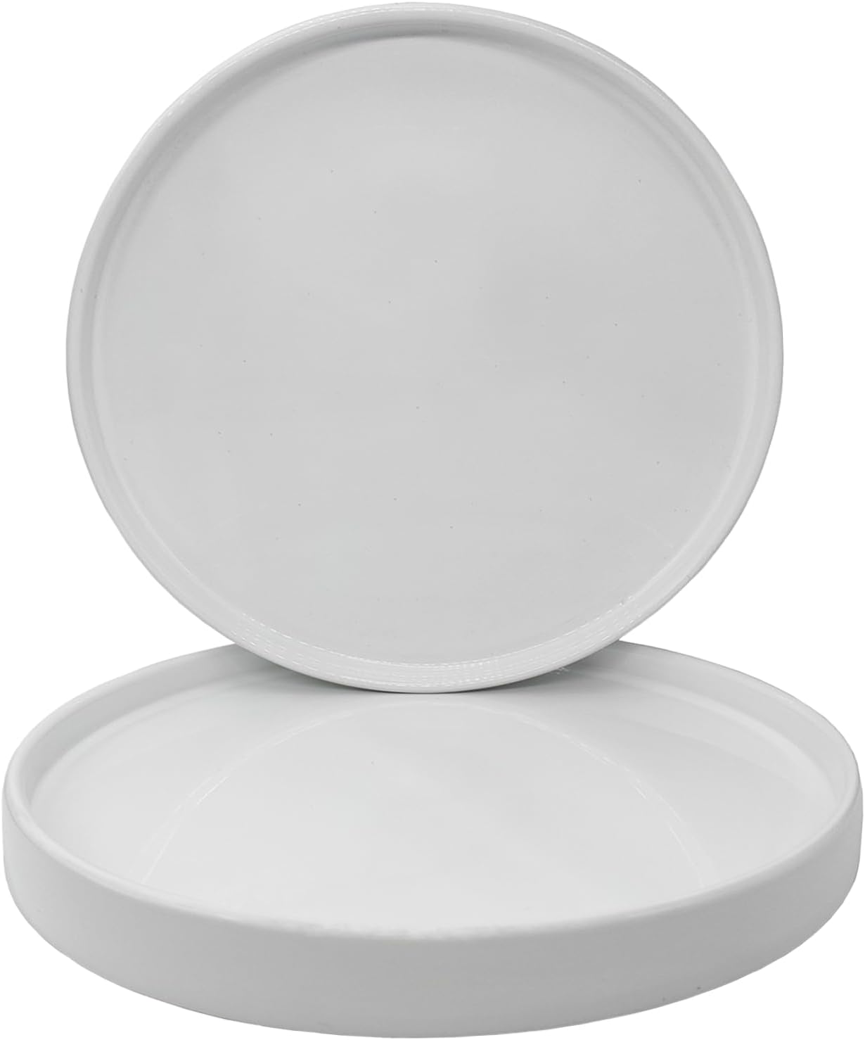 2 Pack Ceramic Plant Saucer Pot Tray 6 Inch, Planter Saucers 4 5 6 7 8 9 10 11 12 13 Inch for Indoors Outdoor, Durable Sturdy Flower Drainage drip Water Tray for Glazed Pots Base (6.4 Inch-White)