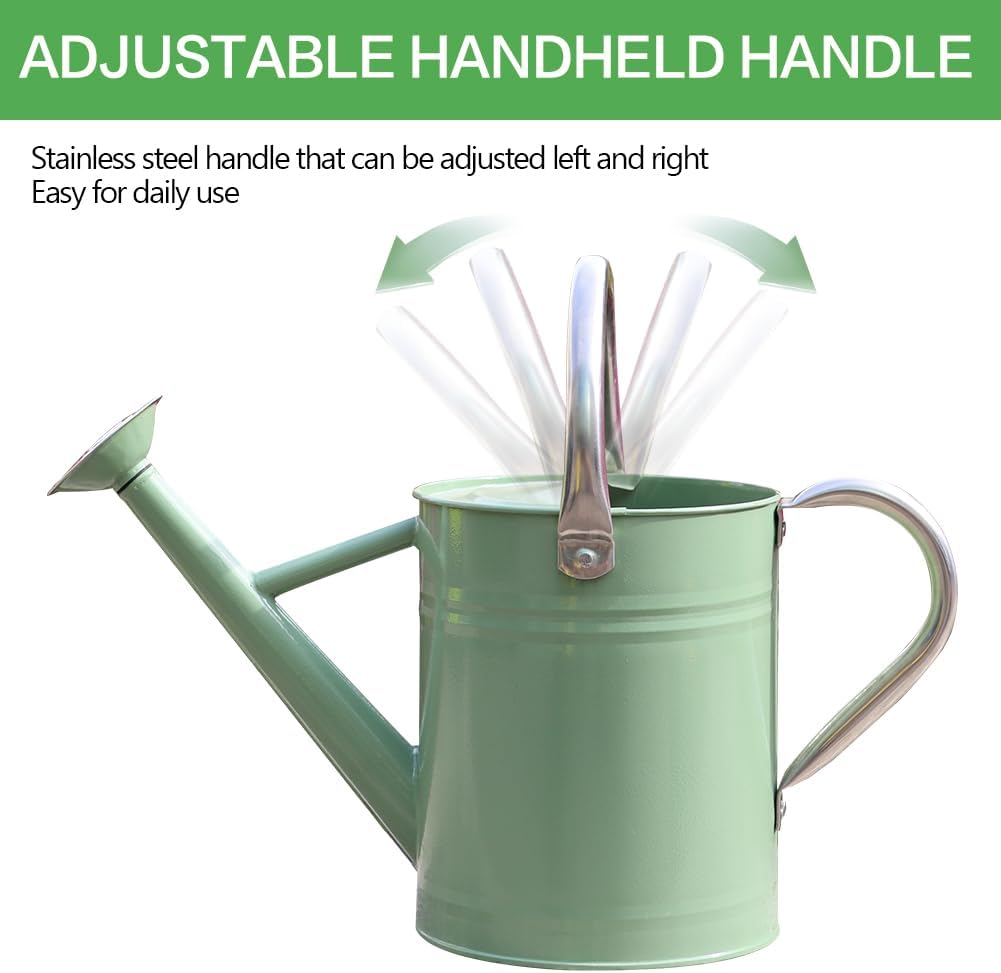 Metal Watering Can, One Gallon Watering Cans Stainless Steel for Outdoor Indoor Garden Plants Watering (Cream Green and Garden Scissors)