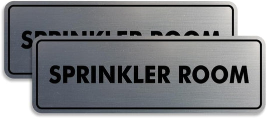 Signs ByLITA Standard Sprinkler Room Sign (Brushed Silver) - Large 2 Pack