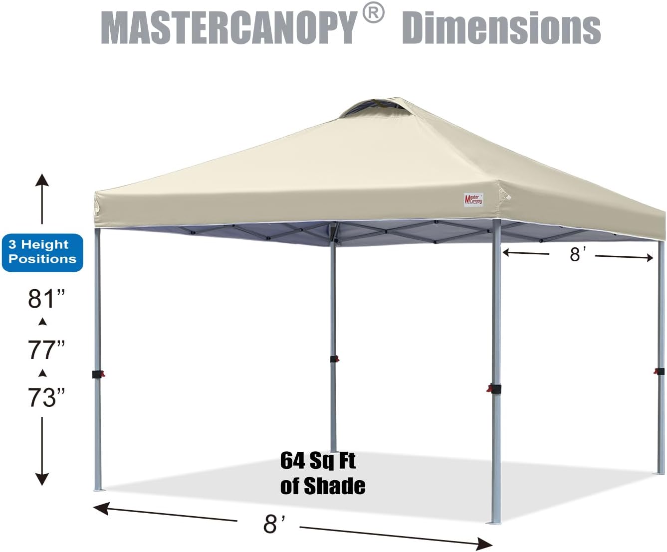 MASTERCANOPY Durable Pop-up Canopy Tent with Roller Bag (8x8, Beige)