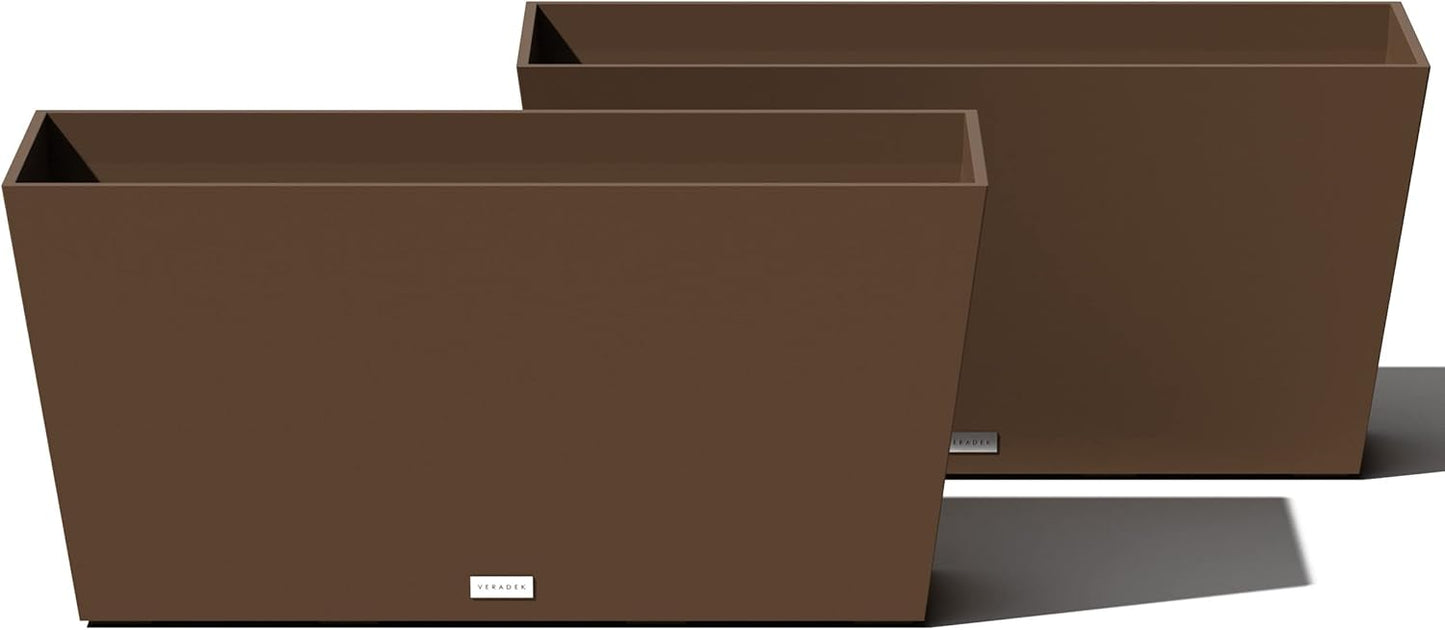 Veradek Pure Series Midori Trough Planter - Large Rectangular Planter for Indoor or Outdoor Deck/Porch | Durable All-Weather Use with Drainage Holes | Modern Decor for Shrubs, Flowers, Small Plants