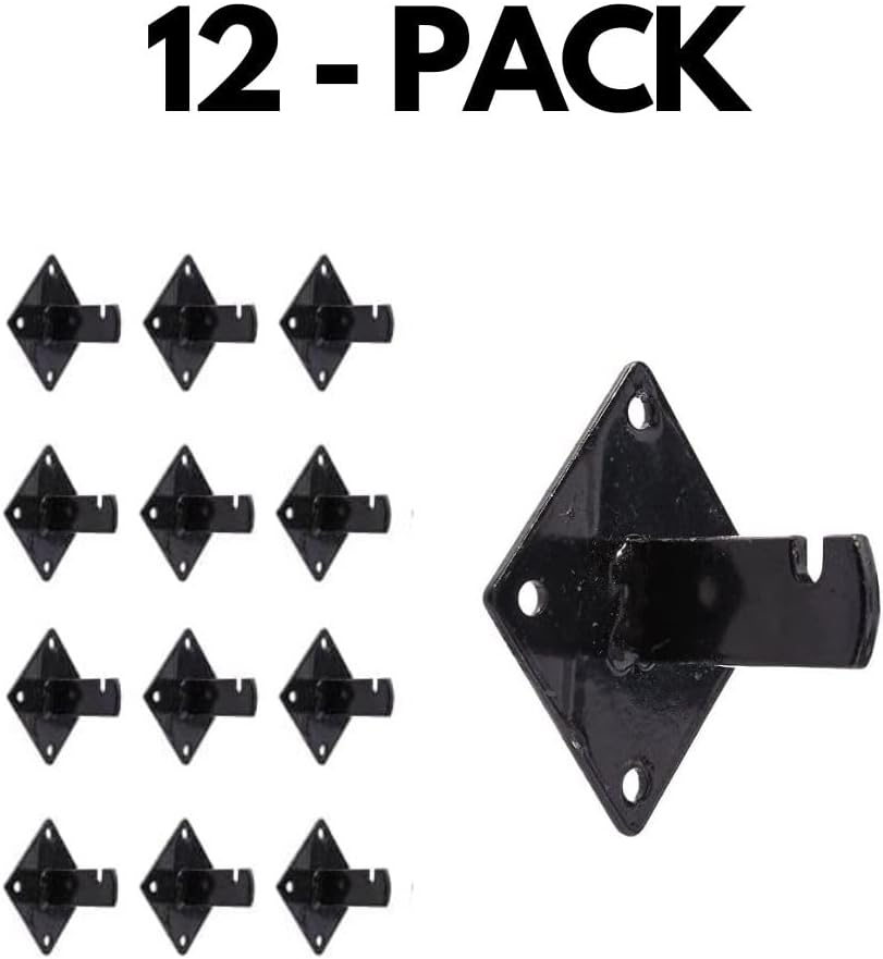 KINGDOM SOLUTIONS 12-Pack Black Gridwall Panel Mount Brackets – Heavy-Duty Wall Brackets for Gridwall, Slatgrid, or Trellis Panel Mounting – Durable Display Hardware for Store or Garage