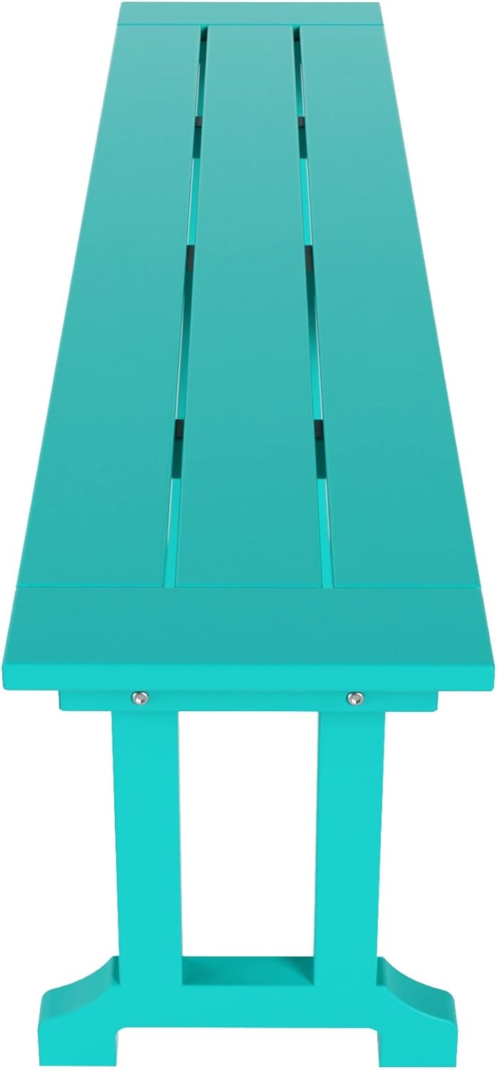 WestinTrends Malibu 65" Outdoor Dining Bench, All Weather Resistant Poly Lumber Patio Garden Bench Trestle Long Bench for Both Outdoor and Indoor, Turquoise