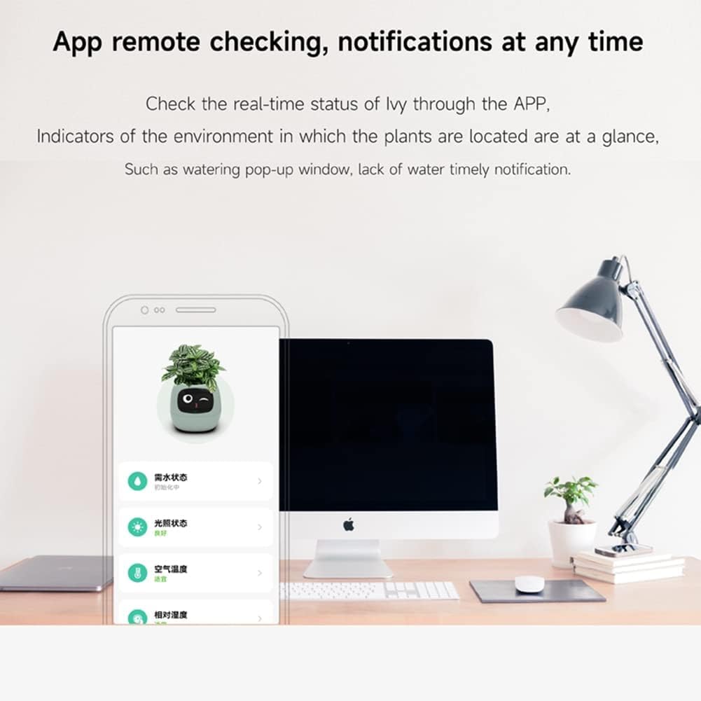 Smart Flowerpots,Smart Pet Planter,Ai Planter,Intelligent Flowerpots,Multiple Expressions,7 Smart Sensors, and Ai Chips Make Raising Plants Easy and Fun for Living Room,Plant-Free(White