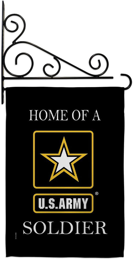 US Army Army Soldier Garden Flag Set Wall Holder Armed Forces Rangers United State American Military Veteran Retire Official House Decoration Banner Small Yard Lawn Proch, 13 x 18.5 inch, Made In USA