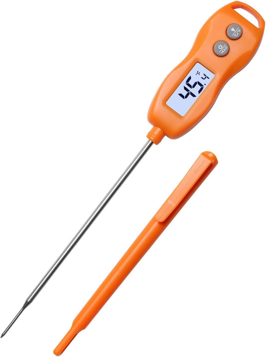 Digital Meat Thermometer Backlight,Waterproof Instant Read Food Thermometer for Cooking Grilling BBQ Baking Liquids Beef Turkey (Orange)
