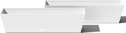 Veradek Pure Series Window Box Planter - Long Rectangular Planter for Indoor or Outdoor Windowsill/Balcony | Durable All-Weather Use with Drainage Holes | Modern Decor for Herbs, Small Plants, Flowers