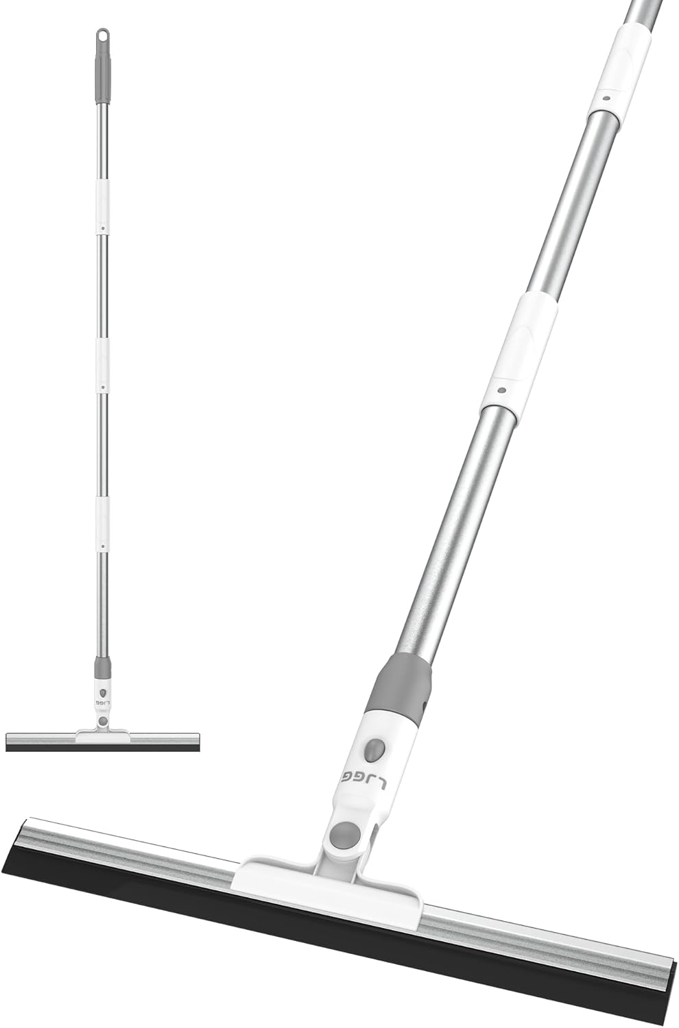 Squeegee Broom for Floor, 17" Rubber Squeegee with 51" Aluminum Alloy Pole for Bathroom Tile, Garage Concrete, Deck, Shower Glass, Window Cleaning, Squeegee Broom for Household Floor