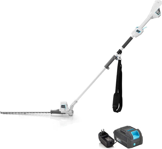 Redback 40V Cordless Pole Hedge Trimmer Long Reach 20" Cutting Length 6 Position Adjustable Head with Battery and Charger