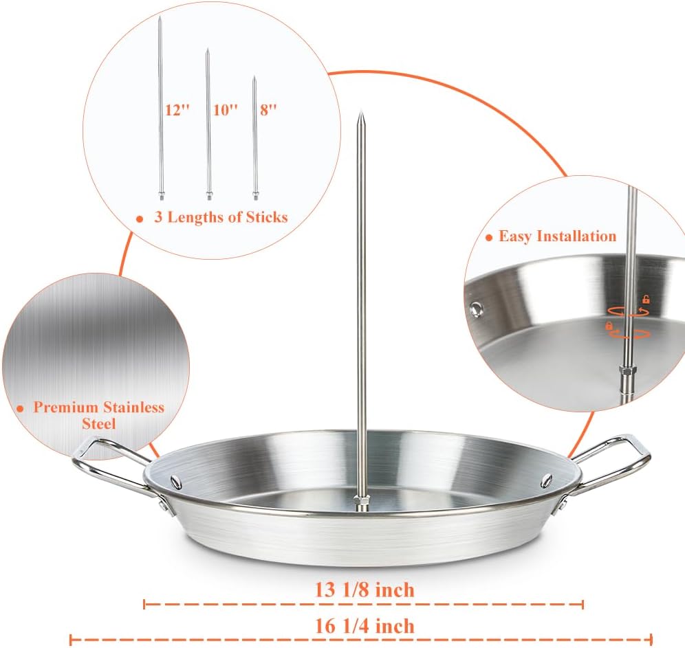 Stainless Steel Vertical Gyro Spit for Oven - Gyro/Shawarma Skewer Stand, Gyro Plate/Pan for Chicken, Meat, Kebabs -Home Use