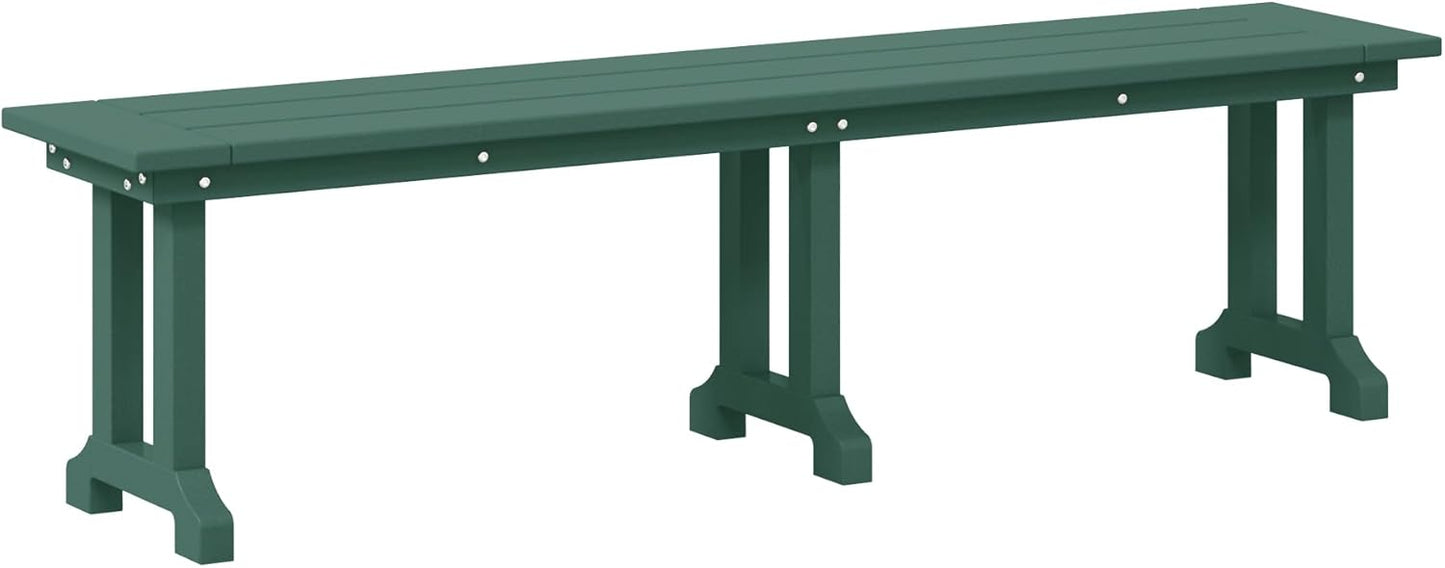 Outdoor Benches Weatherproof, All Weather Resistant Park Bench Poly Lumber Backless Garden Bench Seat for Entryway Front Porch, Dark Green