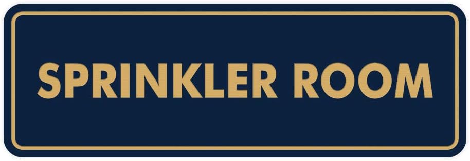 Signs ByLITA Standard Sprinkler Room Sign (Navy Blue/Gold) - Small