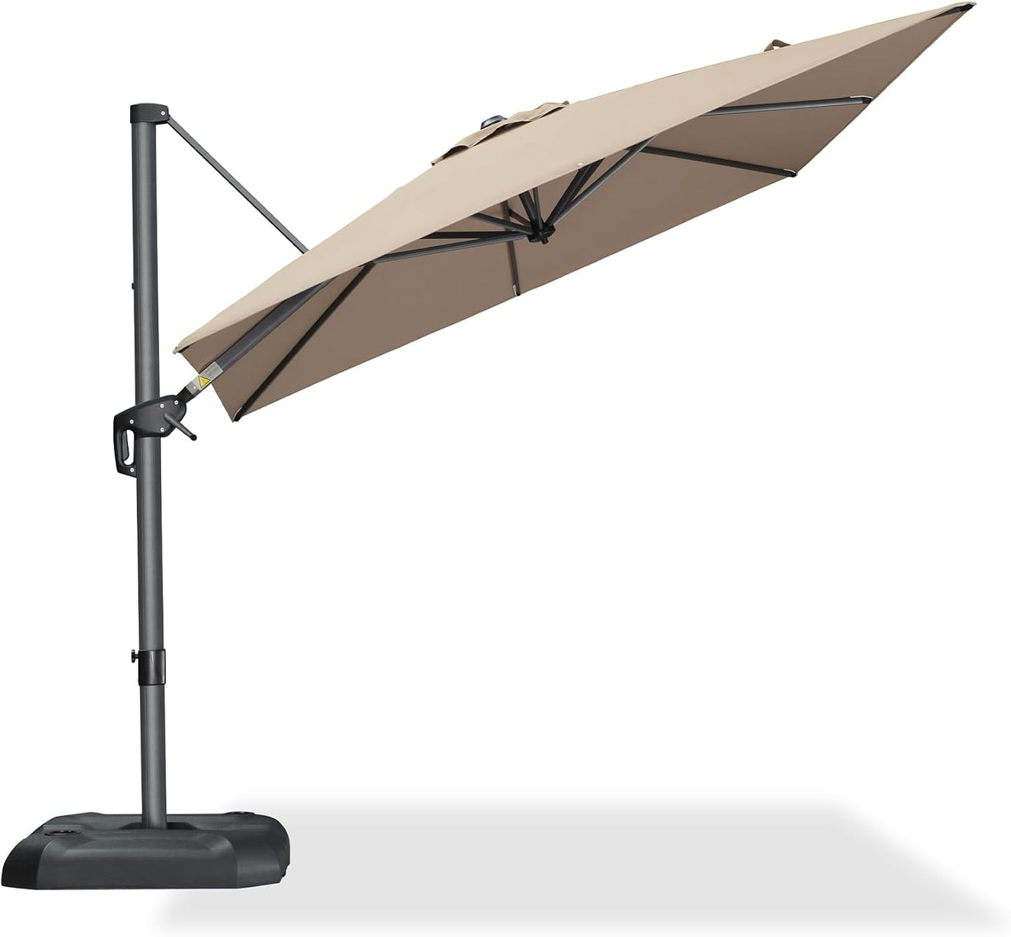 PURPLE LEAF 8 Feet Patio Umbrella Outdoor Cantilever Square Umbrella Aluminum Offset Umbrella with 360-degree Rotation for Garden Deck Pool Patio Taupe