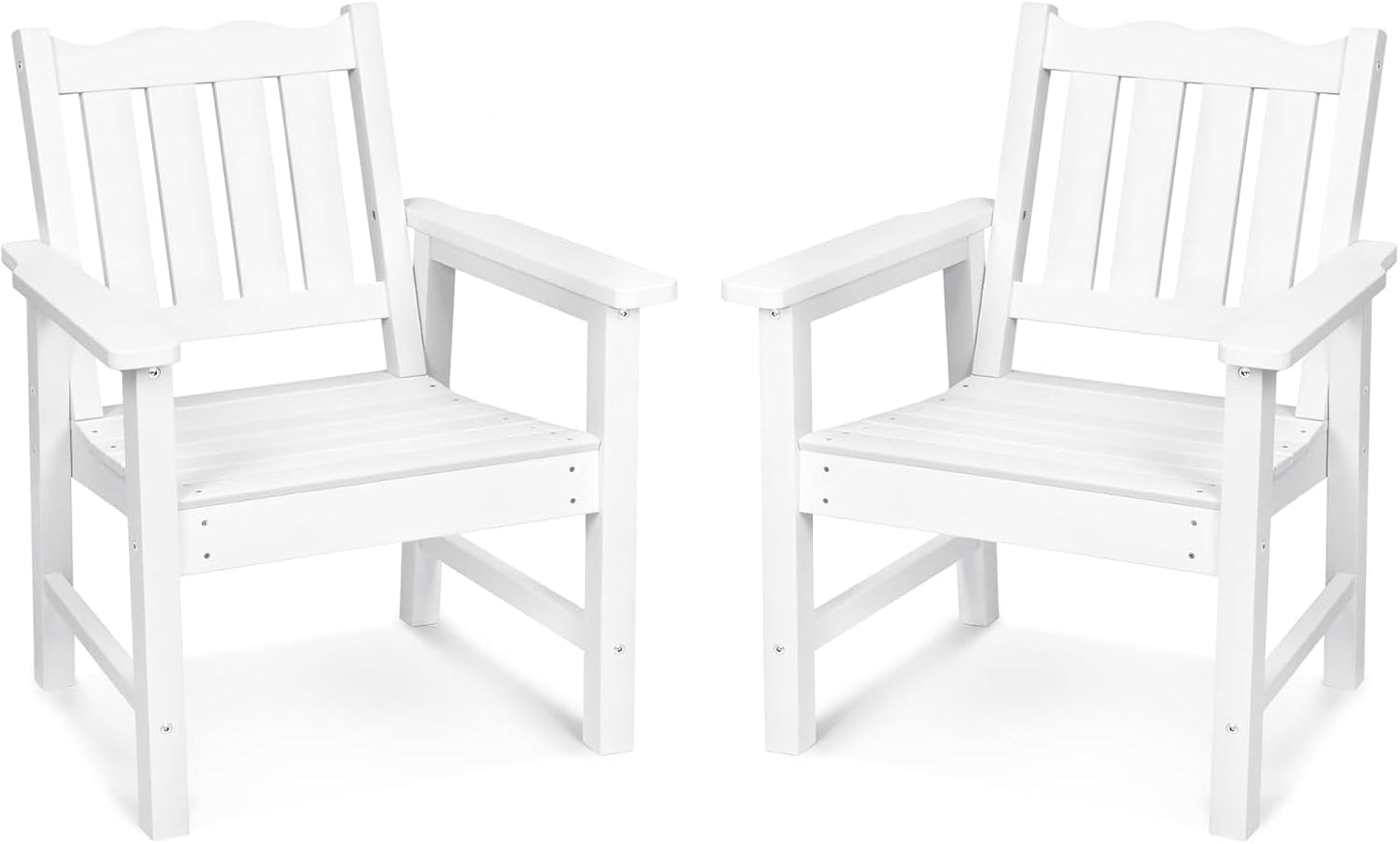 All-Weather Patio Chairs Set of 2, HIPS Outdoor Chairs with 400 lbs Weight Capacity, Patio Dining Chairs for Backyard, Deck, Garden and Porch, White