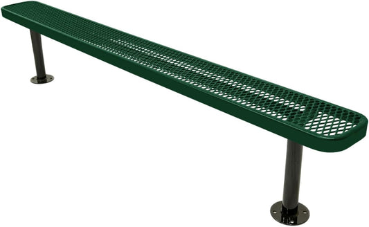 Coated Outdoor Furniture Heavy-Duty Outdoor Bench Thermoplastic Coated, Expanded Metal, Commercial-Grade Seating, Made in America (Surface Without Back, 8 Ft, Green)