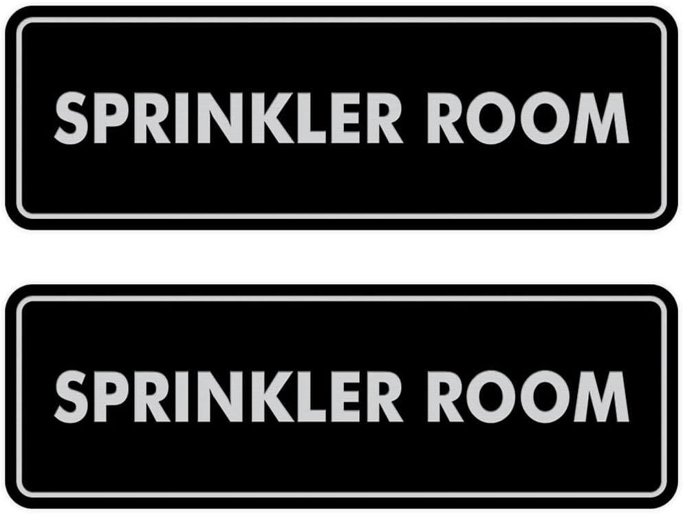 Signs ByLITA Standard Sprinkler Room Sign (Black/Silver) - Large 2 Pack