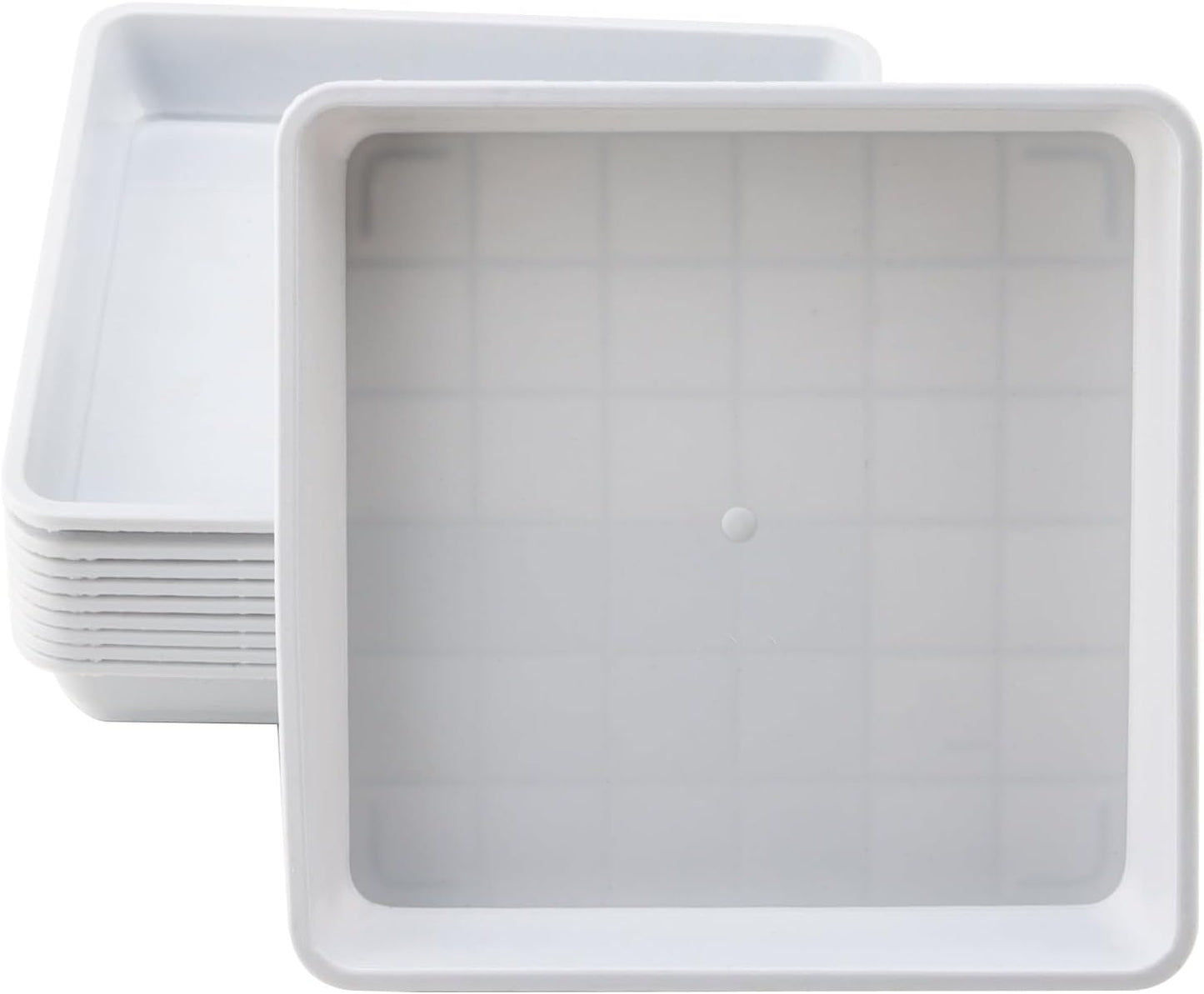 JOIKIT 15 PCS 11.4 x 11.4 Inch Square Plant Saucer, Plastic Plant Saucer Drip Tray, Square Flower Pot Tray for Indoors and Outdoor Plant Pots, 1.6 Inch Deep, White