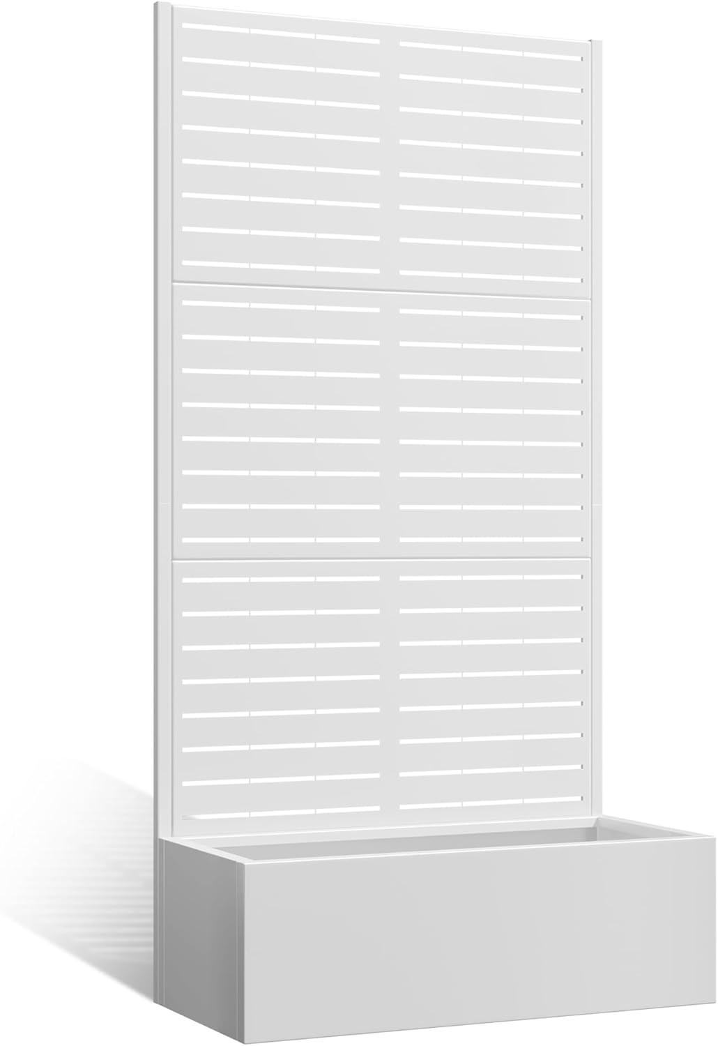 Metal Planter Box with Trellis, Heavy-Duty Raised Garden Bed for Climbing Plants, Drainage Hole, Outdoor Planter Box with Privacy Screen，35''L×16''W×71''H