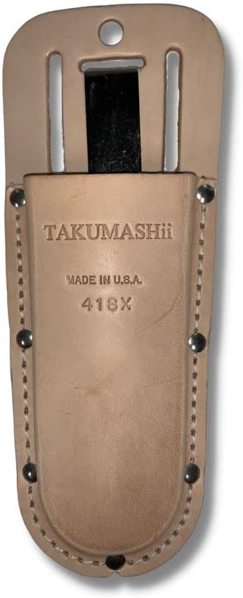 Professional Garden Pruners & Takumashii Leather Pruner Holster Kit, red, white, brown, (SD505KIT)