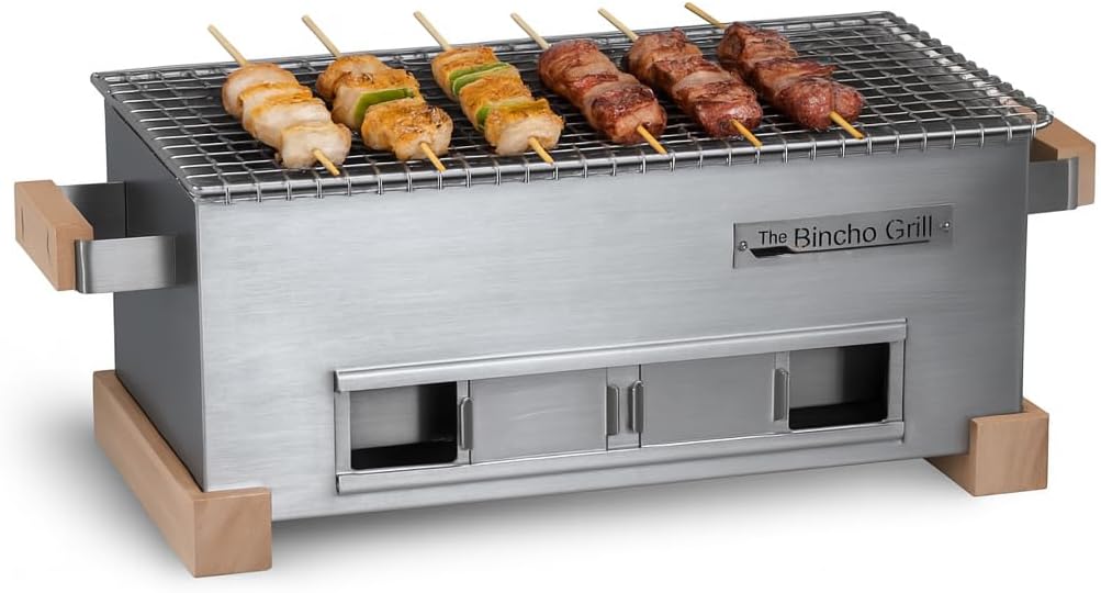 MG-168 Mini Yakitori Grill – Japanese Style Tabletop Charcoal Hibachi BBQ – Portable Binchotan Grill for Authentic Japanese Grilling – Perfect for Outdoor, Camping, or Home Use