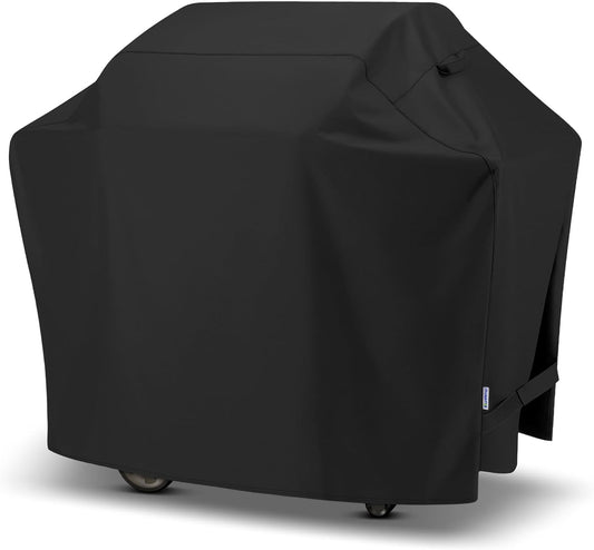 SunPatio Grill Cover 55 Inch, Outdoor Heavy Duty Waterproof Barbecue Gas Cover, UV & Fade Resistant, All Weather Protection Compatible for Weber Charbroil Nexgrill Kenmore Grills and More, Black