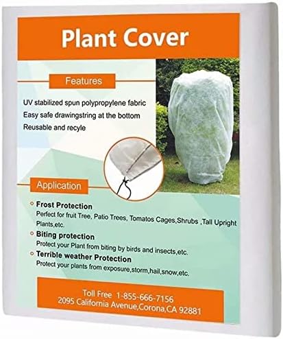 Agfabric Plant Covers Freeze Protection 72"x72"x12" 0.9oz Freeze Cloths for Plants,Plant Frost Protection Covers Drawstring Bags Shrub Jacket,White