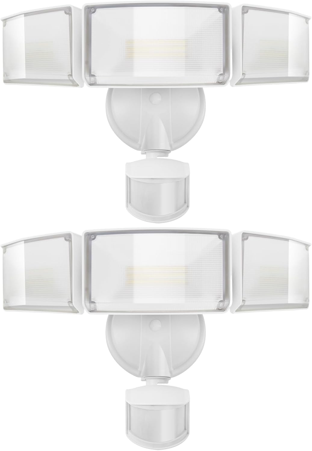 UME 2 Pack 5500LM LED Security Lights Motion Sensor Light Outdoor, 49W, 5000K Daylight, IP65 Waterproof, Dusk to Dawn, 3 Head Motion Detected Flood Light for Garage, Yard, Porch (White)