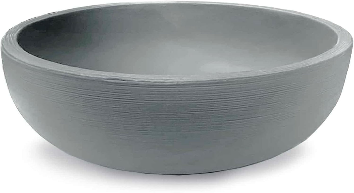 Crescent Garden Extra Large Outdoor Planter Bowl with Drain Hole for Water Gardens, Fountains, Decorative Landscaping - 40" W x 15" H (Weathered Concrete)