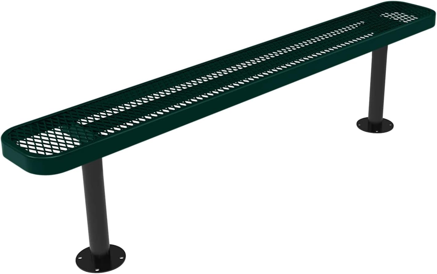 Coated Outdoor Furniture Heavy-Duty Outdoor Bench Thermoplastic Coated, Expanded Metal, Commercial-Grade Seating, Made in America (Surface Without Back, 6 Ft, Dark Green)
