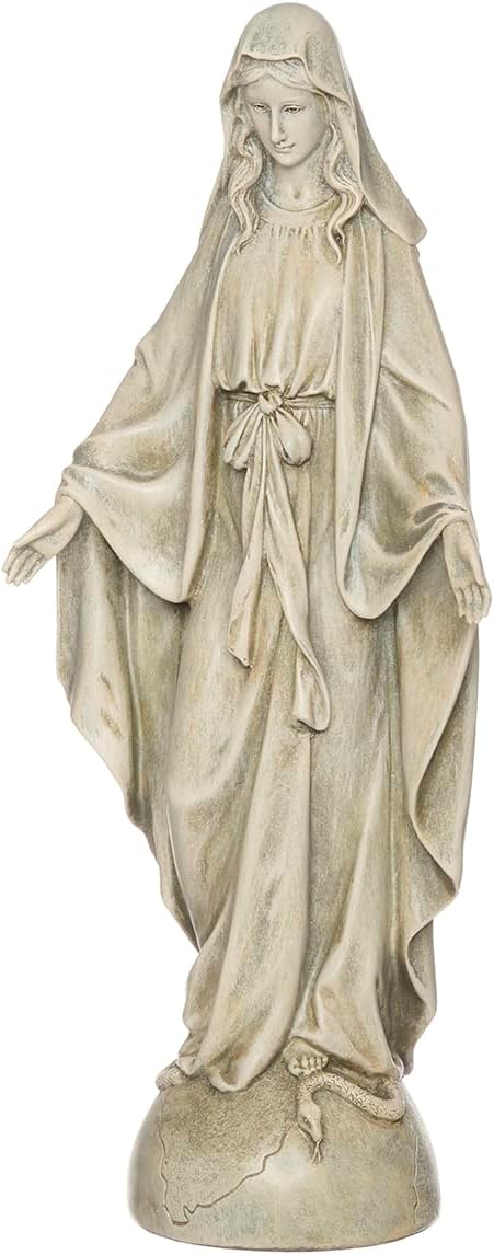Joseph's Studio by Roman Inc., Our Lady of Grace, Garden Collection, Religious Statue, Holy Family, Memorial, Angel, Patron Saint, Garden Décor (14x5x3)