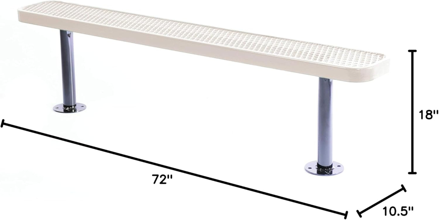 Coated Outdoor Furniture Heavy-Duty Outdoor Bench Thermoplastic Coated, Expanded Metal, Commercial-Grade Seating, Made in America (Surface Without Back, 6 Ft, Tan)