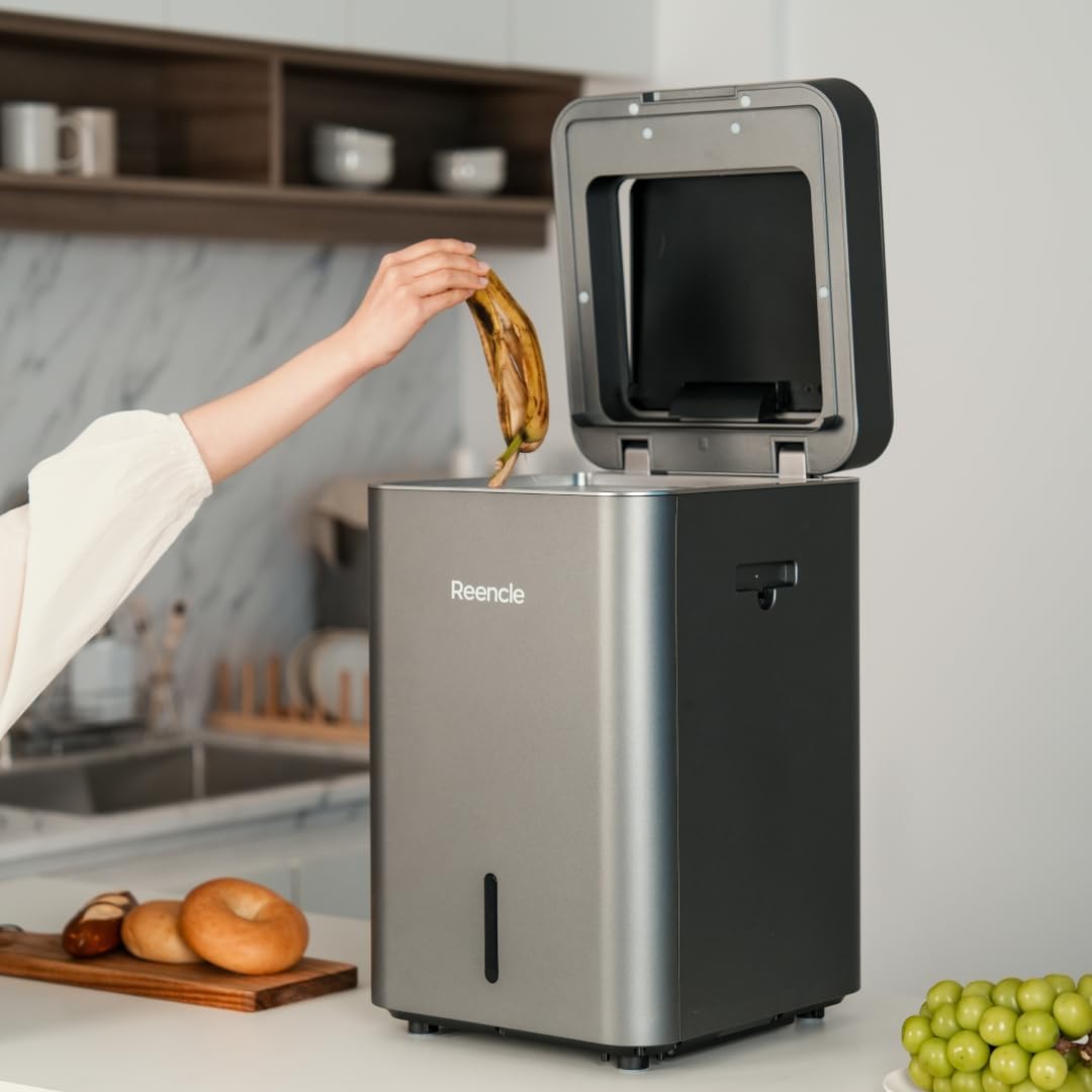 Gravity Electric Composter - 22L Kitchen Composter– Decomposes 3.3 lbs Daily, Odorless & Quiet Indoor Composting, Rapid Decomposition with All-New Compost Starter 2.0 + Booster Pack (Silver)