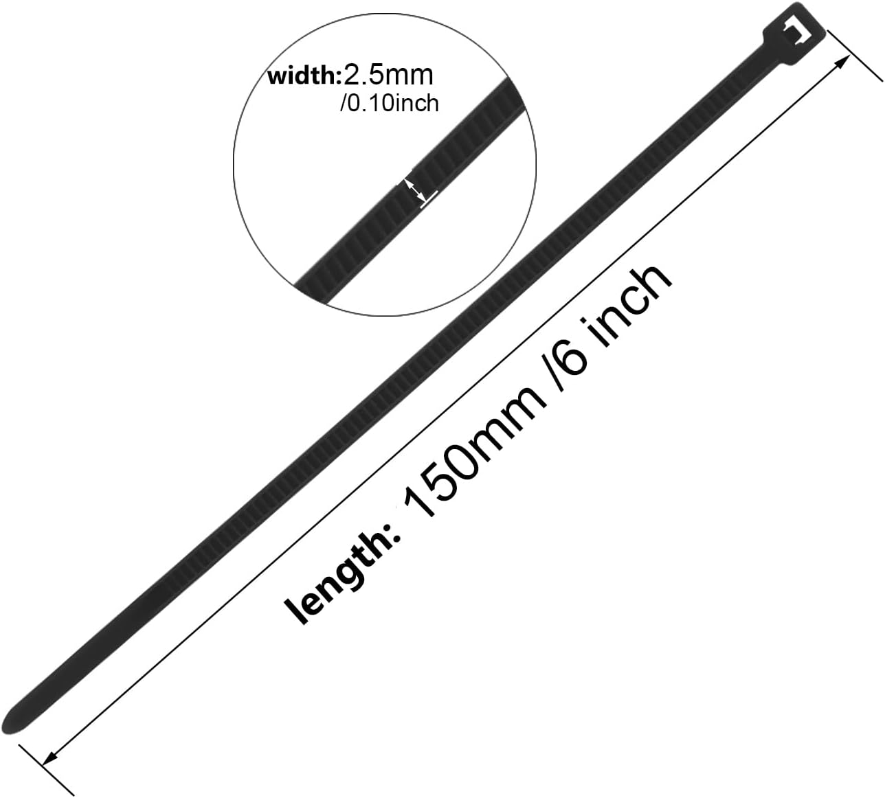 6 Inch Black Zip Tie 1000 PCS, 18 Lbs - Small to Medium Zip Tie, Nylon PA66 UV Resistant Cable Tie for Indoor and Outdoor Use - Ideal for bundling and securing objects