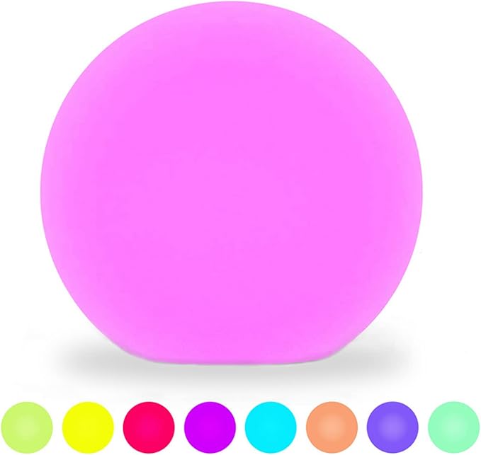 8-Inch LED Ball Light, Multi-Color Rechargeable Night Lights Waterproof Dimmable Mood Lamp with Remote for Home Garden Patio Party Bar Decors