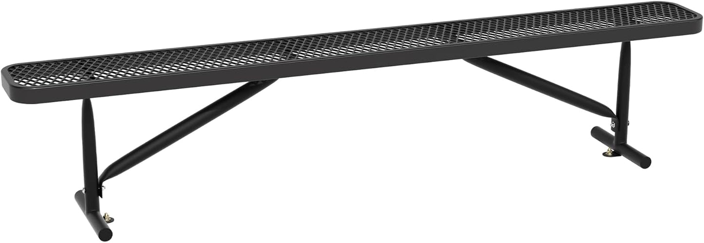 8 Feet Heavy Duty Metal Park Bench for Outside, Outdoor Bench with Portable Frame, Commercial Benches for Shopping Mall, Store, Park, Patio, Deck, Black