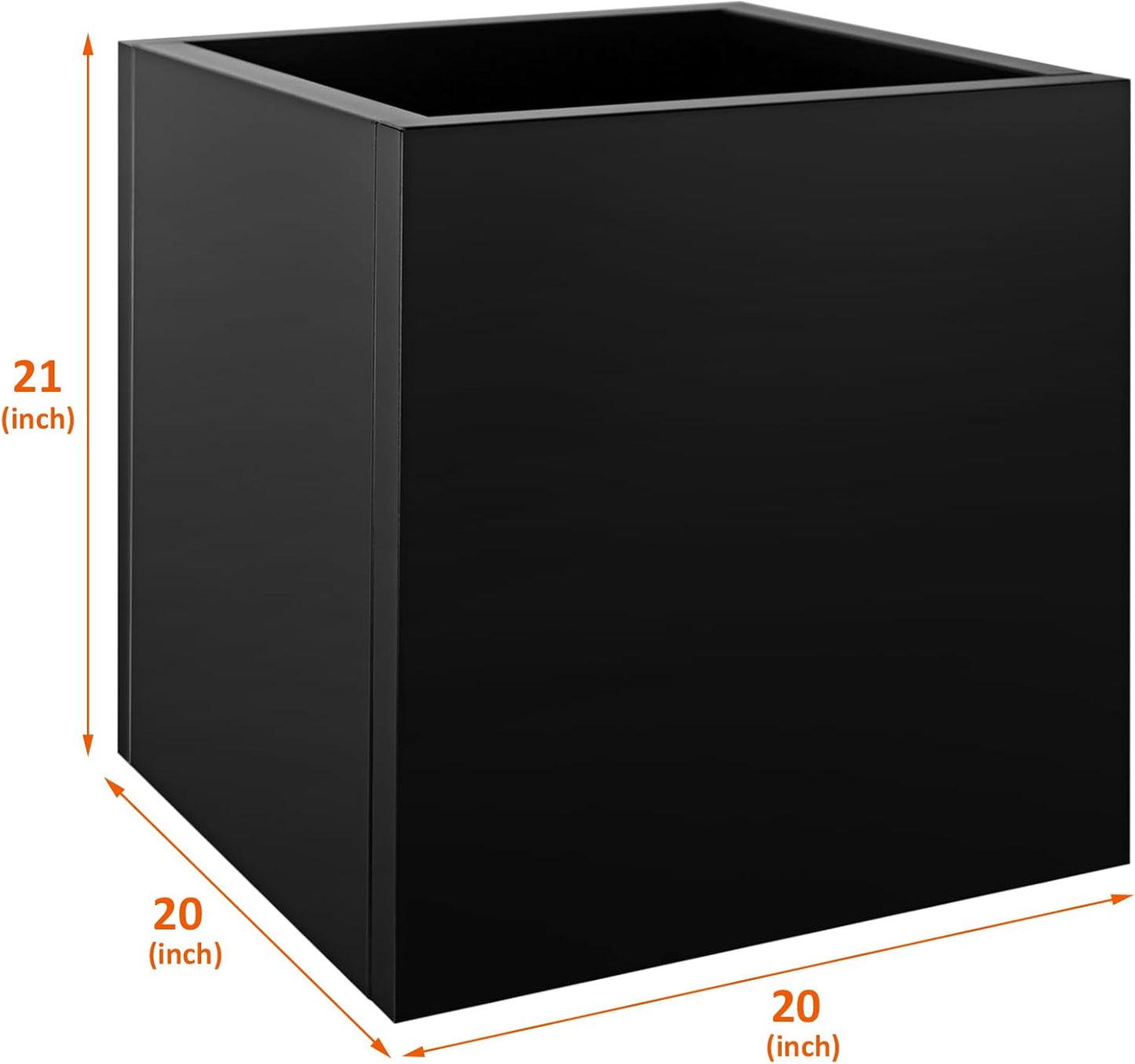 Steel Planter Box 20"x20"x21", Metal Square Planter Box Indoor&Outdoor, Galvanized Steel Rectangular Planter Box for Commercial and Residential Use fit Patio,Porch, Yard, Garden