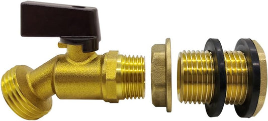 Hooshing Brass Rain Barrel Spigot Kit Quarter Turn Ball Valve Faucet with Bulkhead Fitting for Aquariums, Water Tanks, Tubs, Pools