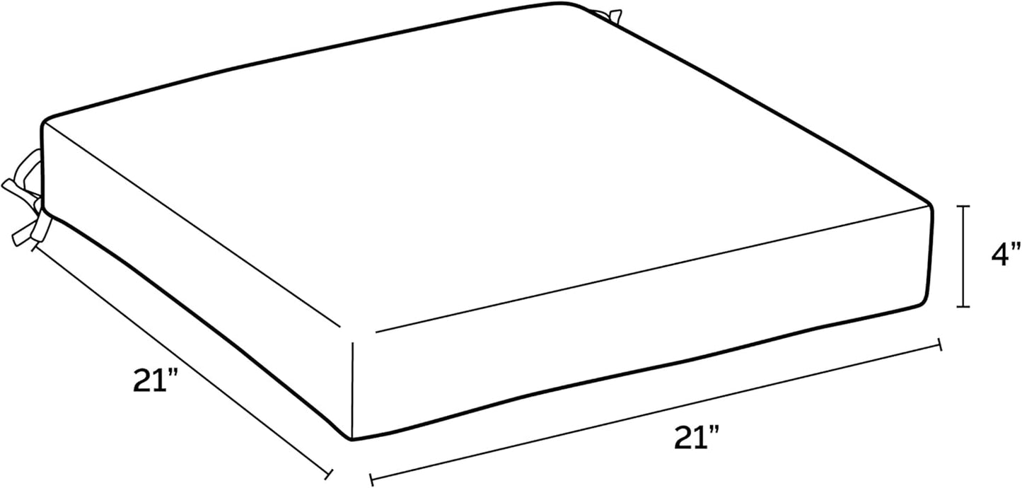 Arden Seat Cushion, 21 x 21, Rain-Proof, Fade Resistant, Cushion for Patio Dining, Adirondack, and Outdoor Chairs Neutral Aurora Damask