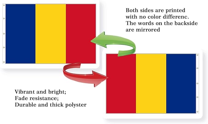 Romania Extra Large Flag 12x18FT Giant Romanian National Polyester Banner With 5 Grommets Fade Resistant Vivid Color For Patriotic Festival Events Party Decoration (Romania, 12x18FT)
