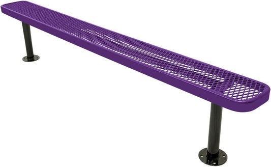 Coated Outdoor Furniture Heavy-Duty Outdoor Bench Thermoplastic Coated, Expanded Metal, Commercial-Grade Seating, Made in America (Surface Without Back, 8 Ft, Purple)