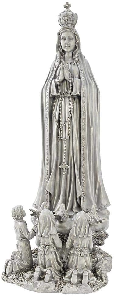Design Toscano HF160280 Our Lady of Fatima Religious Garden Statue, Large, antique stone
