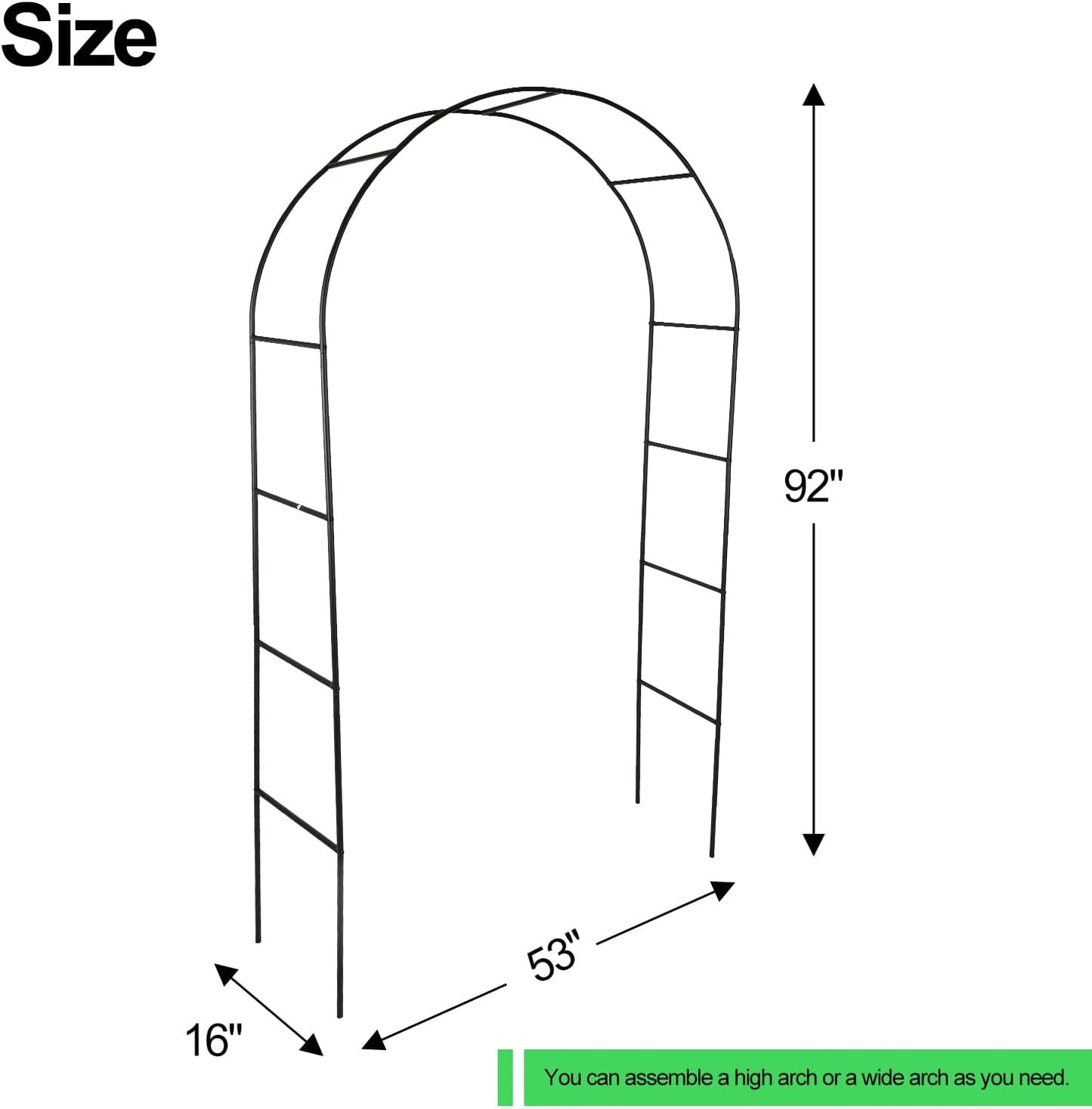 Metal Garden Arch 7.8ft High X 4.5ft Wide Garden Arbor for Various Climbing Plant Outdoor Garden Lawn Backyard Wedding Arch Party Decoration Archway