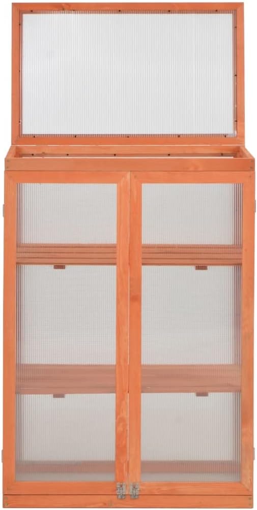 Wooden Portable Greenhouse with 2 Shelves and 2 Doors, Garden Mini Greenhouse Cabinet for Outdoor Indoor Use 29.5"x18.5"x42.9"